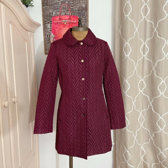 Kate Spade Quilted Snap Button Jacket Coat Red XS - Picture 5 of 12